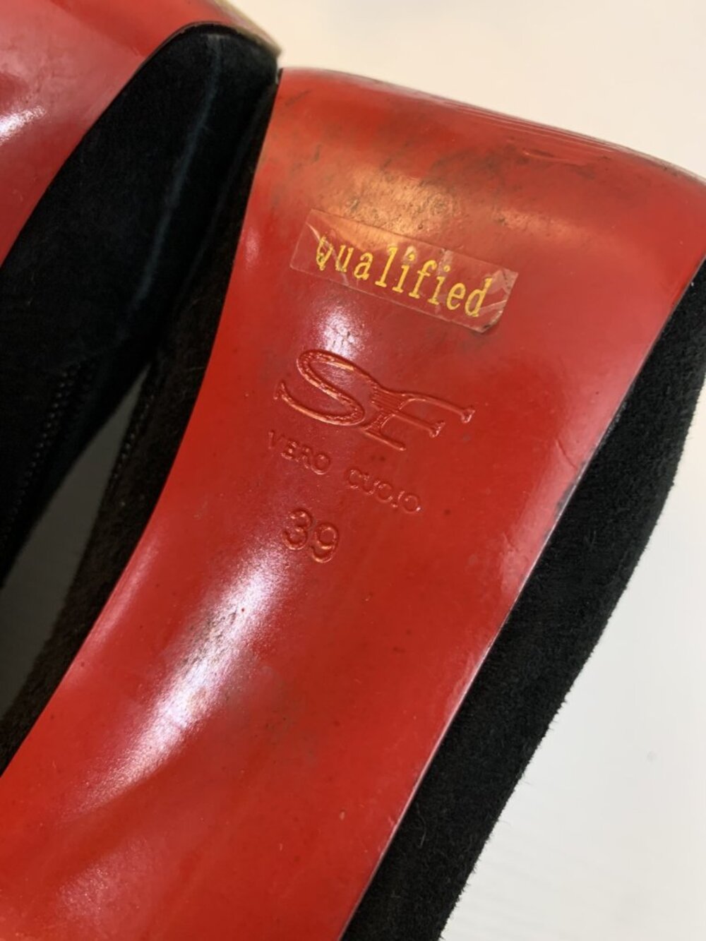 Sasha Fabiani Black Suede Platform Gold Stiletto Booties Gently Used US8.5/EU39 - Picture 11 of 11